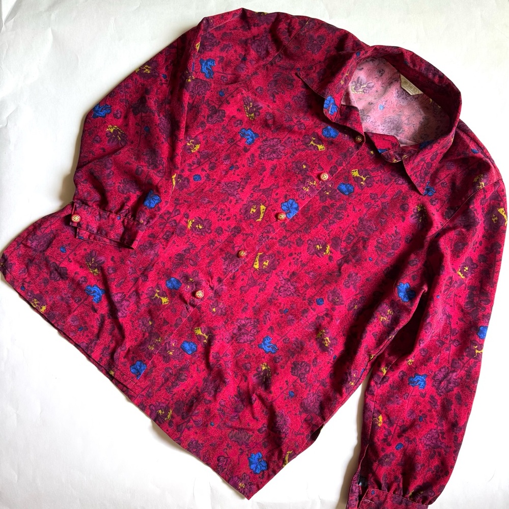 Vintage 80s floral print button up blouse